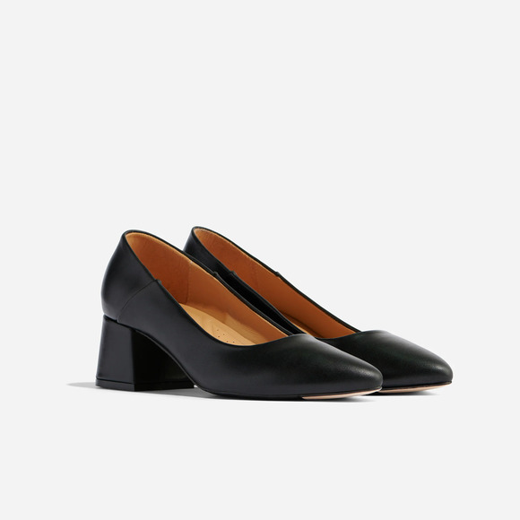 NWOT Nisolo Fiorela Go-To Mid Heel Slip On Leather Pump Shoes Black Women's US 9